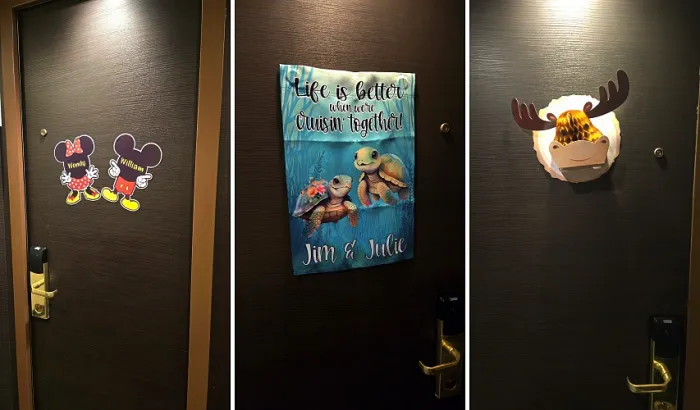 크루즈 여행 선실 문 장식